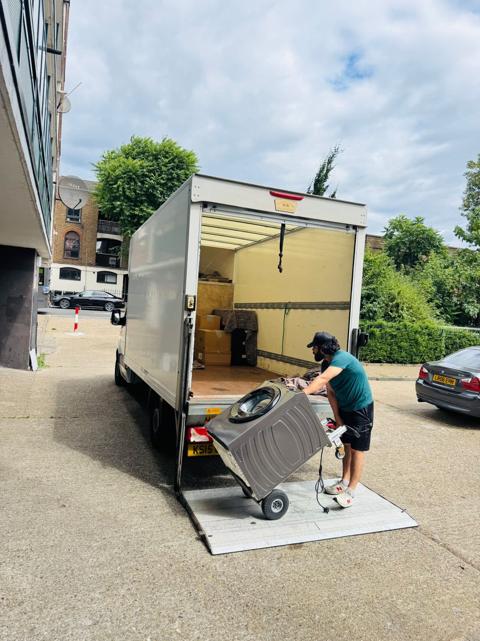 Fully loaded removal van in London — packed and secured ready for transport to new address